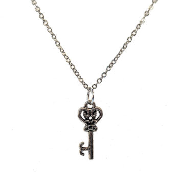 Antique Silver Small Rounded Master Key Pendant Necklace