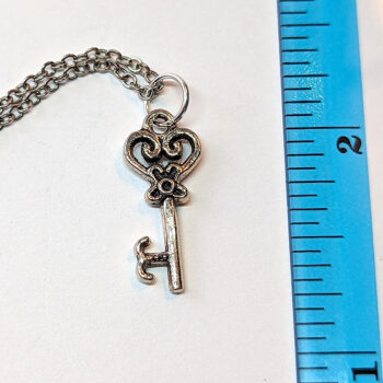 Antique Silver Small Rounded Master Key Pendant Necklace - Image 2