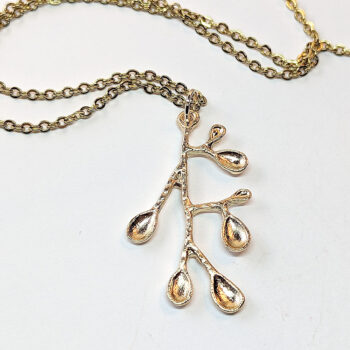 Modern Wild Tree Branch Pendant KC Gold Necklace - Image 3