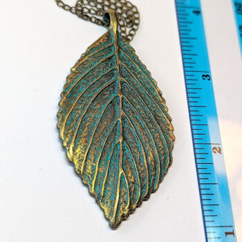 Antique Bronze Patina Large Leaf Pendant Necklace - Image 2