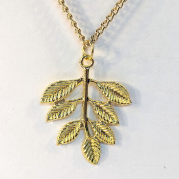 Gold Branch With Leaves Leaf Pendant Necklace - Image 4