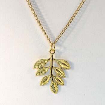 Gold Branch With Leaves Leaf Pendant Necklace - Image 3