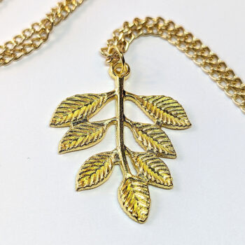 Gold Branch With Leaves Leaf Pendant Necklace - Image 5