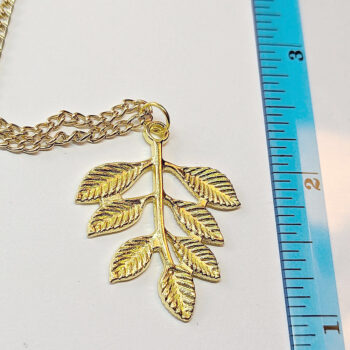 Gold Branch With Leaves Leaf Pendant Necklace - Image 2