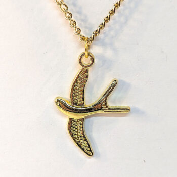 Gold Flying Sparrow Bird Necklace