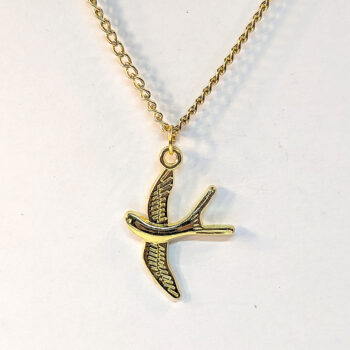 Gold Flying Sparrow Bird Necklace - Image 4