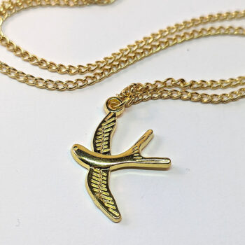 Gold Flying Sparrow Bird Necklace - Image 3