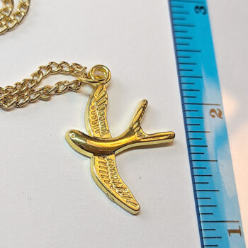 Gold Flying Sparrow Bird Necklace - Image 2