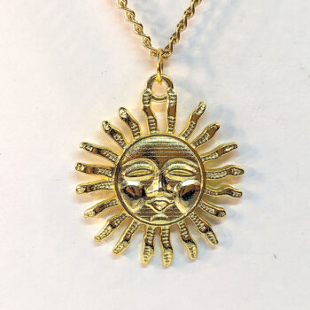 Gold Large Sun Face Necklace