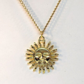 Gold Large Sun Face Necklace - Image 4