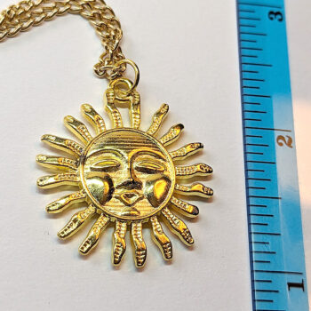 Gold Large Sun Face Necklace - Image 2