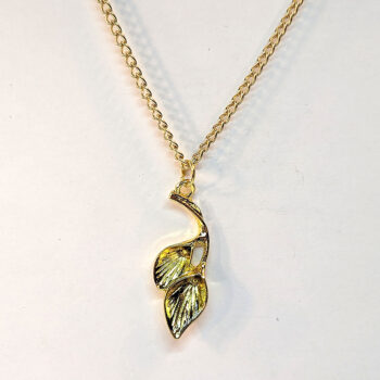 Gold Double Calla Lily Drop Flowers Necklace - Image 2