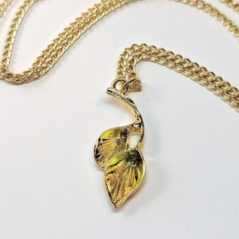 Gold Double Calla Lily Drop Flowers Necklace - Image 4