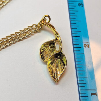 Gold Double Calla Lily Drop Flowers Necklace - Image 3