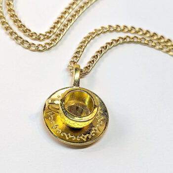 Antique Gold Cup and Saucer Vintage Style Necklace - Image 4