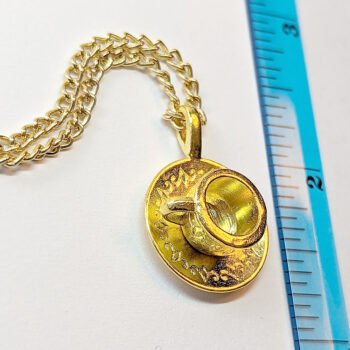 Antique Gold Cup and Saucer Vintage Style Necklace - Image 2