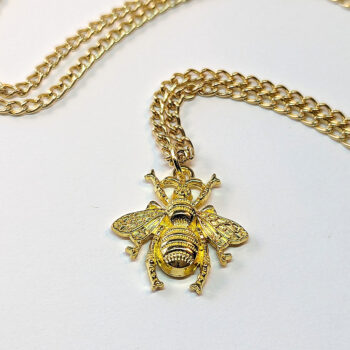 Medium Bee Gold Pendant Necklace - Image 3