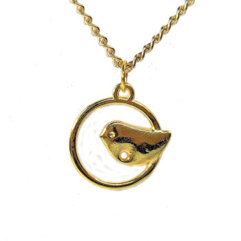 Gold Partridge Bird in Hoop Vintage Style Necklace