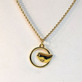 Gold Partridge Bird in Hoop Vintage Style Necklace - Image 4