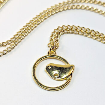 Gold Partridge Bird in Hoop Vintage Style Necklace - Image 3