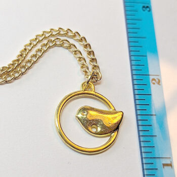 Gold Partridge Bird in Hoop Vintage Style Necklace - Image 2