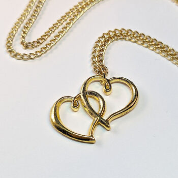 Interlocking Hearts Pendant Gold Necklace - Image 3