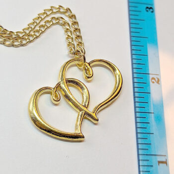 Interlocking Hearts Pendant Gold Necklace - Image 2