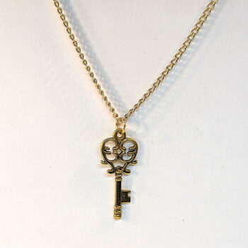 Antique Gold Decorative Key Pendant Necklace - Image 4