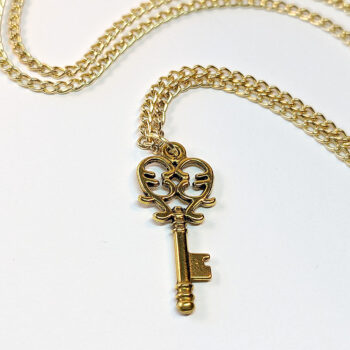 Antique Gold Decorative Key Pendant Necklace - Image 3