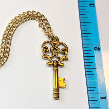 Antique Gold Decorative Key Pendant Necklace - Image 2