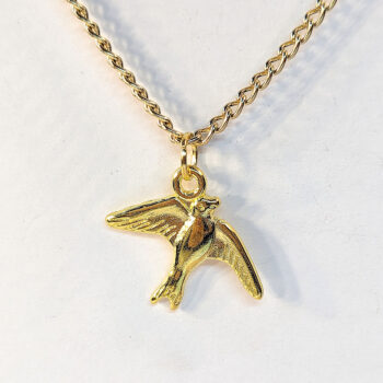 Gold Flying Swallow Bird Necklace