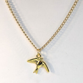 Gold Flying Swallow Bird Necklace - Image 4