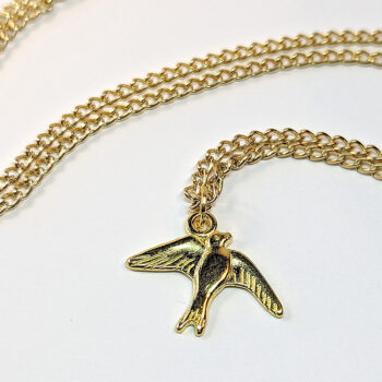 Gold Flying Swallow Bird Necklace - Image 3