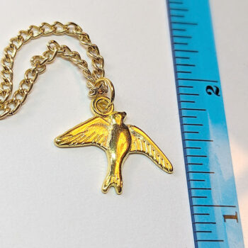 Gold Flying Swallow Bird Necklace - Image 2