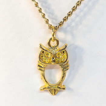 Hollow Oval Owl Pendant Necklace Gold