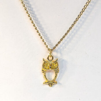 Hollow Oval Owl Pendant Necklace Gold - Image 4