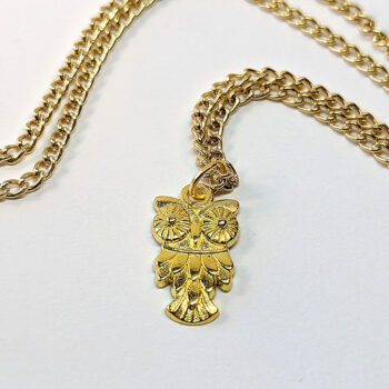 Owl Pendant Necklace Gold - Image 3