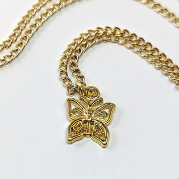 Small Hollow Decorative Butterfly Gold Necklace - Image 3