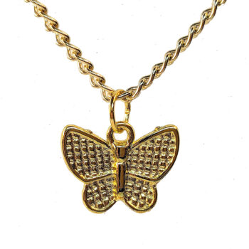 Small Textured Butterfly Gold Necklace