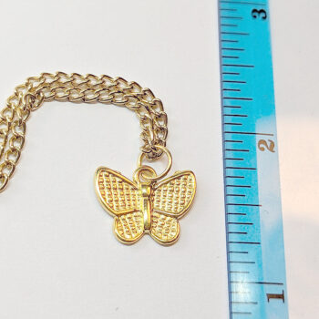 Small Textured Butterfly Gold Necklace - Image 2