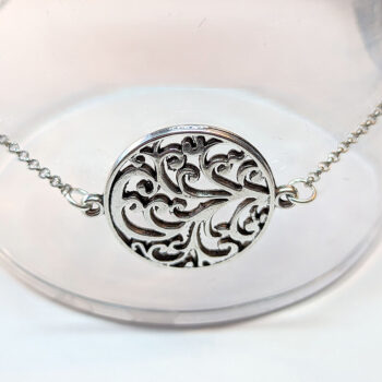 Antique Silver Hollow Round Vines Bracelet / Anklet - Image 3