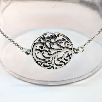 Antique Silver Hollow Round Vines Bracelet / Anklet