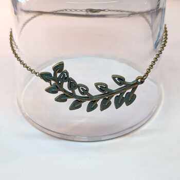 Antique Bronze Patina Curved Branch Leaf Bracelet / Anklet - Image 6