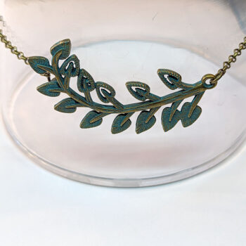 Antique Bronze Patina Curved Branch Leaf Bracelet / Anklet - Image 5