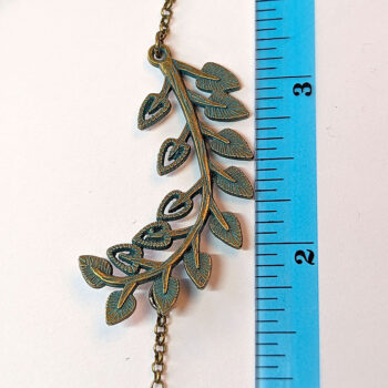 Antique Bronze Patina Curved Branch Leaf Bracelet / Anklet - Image 2