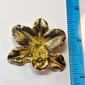 Large Orchid Flower Pendant Antique Gold - Image 2