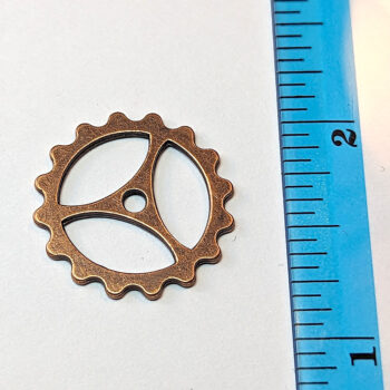 Large Steampunk Cog Bit Charm Antique Copper - Image 2