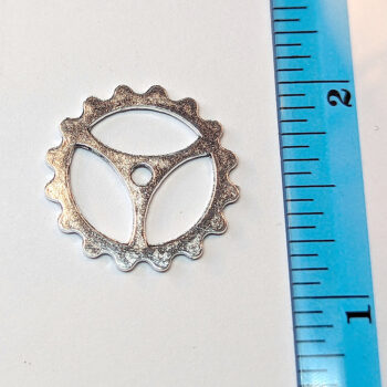 Large Steampunk Cog Bit Charm Antique Silver - Image 2