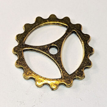 Large Steampunk Cog Bit Charm Antique Gold