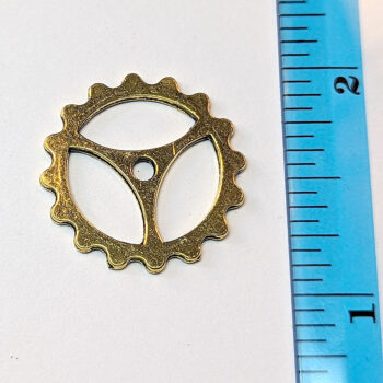 Large Steampunk Cog Bit Charm Antique Gold - Image 2